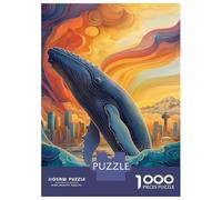 Puzzle Per Adolescenti Da 1000 Pezzi Whale Leaping Cityscape Puzzle Giocattolo Decorazione Da Parete Migliora La Memoria Regali Per Amici E Familiari 70x50cm/1000pcs