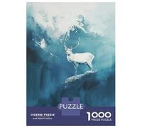 Puzzle Per Adolescenti Da 1000 Pezzi White Deer in Blue Abstract Landscape Puzzle Per Adulti Gioco Pratico Migliora La Memoria Ottimo Regalo Per I Giocatori 52x38cm/1000pcs
