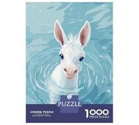 Puzzle Per Adolescenti Da 1000 Pezzi White Donkey Swimming in Blue Water Puzzle Per Adulti Giocattolo Decorazione Da Parete Regalo Decorativo Perfetto Per Amici E Familiari 70x50cm/1000pcs
