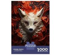 Puzzle Per Adolescenti Da 1000 Pezzi White Fox in Red Flowers Puzzle Per Adulti Gioco Pratico Migliora La Memoria Ottimo Regalo Per I Giocatori 70x50cm/1000pcs