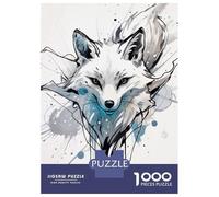 Puzzle Per Adolescenti Da 1000 Pezzi White Fox Watercolor Art Puzzle Per Adolescenti Gioco Per Famiglie Sfida Difficile Regali Unici Per Compleanno E Natale 38x26cm/1000pcs