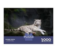 Puzzle Per Adolescenti Da 1000 Pezzi White Tiger Resting on Rock Puzzle Per Adulti Giochi Rilassanti Vacanza A Casa Passatempo Difficile Da Completare 38x26cm/1000pcs