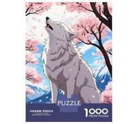 Puzzle Per Adolescenti Da 1000 Pezzi White Wolf in Cherry Blossoms Puzzle Giochi Divertenti Regalo Di Compleanno Offerta Come Regali Per Tutta La Famiglia 38x26cm/1000pcs