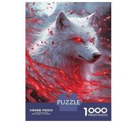 Puzzle Per Adolescenti Da 1000 Pezzi White Wolf with Red Eyes Puzzle Per Adulti Gioco Pratico Migliora La Memoria Ottimo Regalo Per I Giocatori 70x50cm/1000pcs