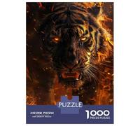 Puzzle Per Adolescenti Da 1000 Pezzi Wild Tiger on Fire Puzzle Per Adulti Gioco Pratico Migliora La Memoria Ottimo Regalo Per I Giocatori 38x26cm/1000pcs