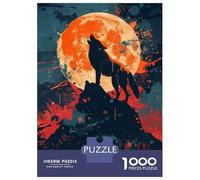 Puzzle Per Adolescenti Da 1000 Pezzi Wolf Howling at Full Moon Poster Puzzle Per Adulti Giocattolo Decorazione Da Parete Regalo Decorativo Perfetto Per Amici E Familiari 38x26cm/1000pcs