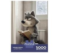 Puzzle Per Adolescenti Da 1000 Pezzi Wolf Reading A Book on A Toilet Poster, Picture, Metal Print, Paint by Creed Puzzle Per Adulti Giocattolo Decorazione Da Parete Migliora La Memoria Gioco Stimolant