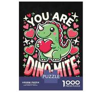 Puzzle Per Adolescenti Da 1000 Pezzi You Are Dino-Mite - Cute Dinosaur Valentines Day Puzzle Per Adolescenti Giocattolo Decorazione Murale Decorazione Per La Casa Interazione Genitore-figlio 38x26cm/1