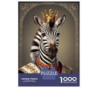 Puzzle Per Adolescenti Da 1000 Pezzi Zebra King Portrait Puzzle Per Adulti Gioco Pratico Migliora La Memoria Ottimo Regalo Per I Giocatori 52x38cm/1000pcs