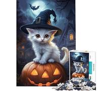 Puzzle per adolescenti da 1000 pezzi zucca della strega con i baffi puzzle per adulti gioco pratico regalo per donne ideale come regalo per tutta la famiglia (dimensioni 38x26cm)