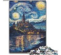 Puzzle per adolescenti da 2000 pezzi Castello sotto le stelle, sfida difficile antistress con poster abbinato e foglio di quiz 70x100cm