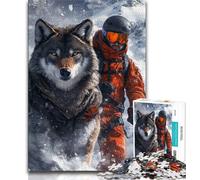 Puzzle per adolescenti da 2000 pezzi, sciatori e lupi, per giochi educativi, giocattoli, regali per tutta la famiglia, 70x100cm