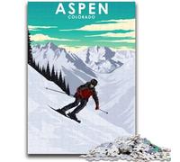 Puzzle per adolescenti della stazione sciistica di Aspen, Colorado, 1000 pezzi, attività per famiglie con poster abbinato e foglio di quiz per età 14+ 1000 pezzi (50x75cm)
