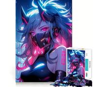 Puzzle per adolescenti "Demone al neon" da 1000 pezzi, gioco di logica e antistress, ideale come regalo di compleanno (38x26cm)
