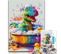 Puzzle per adolescenti Dinosauro che fa il bagno, gioco per famiglie antistress, sfida difficile, rafforza l'amore tra coppie, 38x26cm