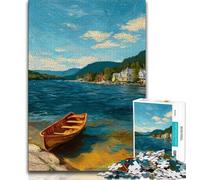 Puzzle per adolescenti, dipinto a olio di una barca al tramonto, puzzle per adolescenti, sfida di intelligenza cerebrale, giocattoli avvincenti per la decorazione della casa (dimensioni 38x26cm)