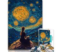 Puzzle per adolescenti "Donna sotto il cielo notturno", giocattoli avvincenti per sfidare l'intelligenza cerebrale, regalo di compleanno, regali, arte murale (75x50cm)