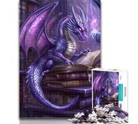 Puzzle per adolescenti "Dragon in the Book", puzzle per adolescenti con pezzi completamente interconnessi e di forma casuale, per ragazzi dai 14 anni in su, 26x38cm