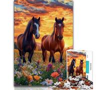 Puzzle per adolescenti "Due cavalli" da 1000 pezzi per adulti e ragazzi ideale come regalo per tutta la famiglia adatto per bambini di età compresa tra 50 e 14 anni (50x75cm)