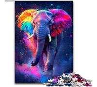 Puzzle per adolescenti Elefante arcobaleno, gioco per famiglie antistress, sfida difficile, rafforza l'amore tra coppie (dimensioni 50x75cm)