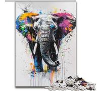 Puzzle per adolescenti Elefante arcobaleno, gioco per famiglie antistress, sfida difficile, rafforza l'amore tra coppie (dimensioni 26x38cm)