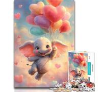 Puzzle per adolescenti, elefante bambino, mongolfiera, puzzle da 1000 pezzi per adulti e ragazzi, arte a carboncino, per trascorrere il tempo libero e decorare la casa, 26x38cm
