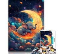 Puzzle per adolescenti Elefante sulla luna Puzzle per adulti 1000 pezzi, con poster abbinato e foglio di quiz per età 14 50x75cm