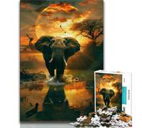 Puzzle per adolescenti Elefanti africani da 1000 pezzi per adolescenti e adulti fai da te moderno arte murale arredamento per la casa (50x75cm)
