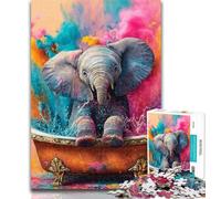 Puzzle per adolescenti, elefantino che fa il bagno, puzzle per adulti, 1000 pezzi, design difficile, vibrante e unico, esperienza di puzzle rilassante e stimolante, 50x75cm