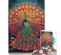 Puzzle per adolescenti Fantasy Peacock 1000 pezzi per adulti giocattoli per l'intrattenimento della famiglia con poster abbinato e foglio di quiz 75x50cm