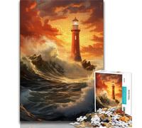 Puzzle per adolescenti Faro tra le onde 1000 pezzi per adolescenti e adulti, sfida difficile antistress che rafforza l'amore tra coppie (38x26cm)