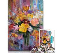 Puzzle per adolescenti Fiori in un vaso dipinto Puzzle per adulti 1000, giocattolo educativo intellettuale decomprimente Regali di Babbo Natale segreto 26x38cm