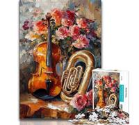 Puzzle per adolescenti fiori violino puzzle da 1000 pezzi per adulti e adolescenti gioco stimolante e regalo di Babbo Natale segreto per tutta la famiglia (26x38cm)