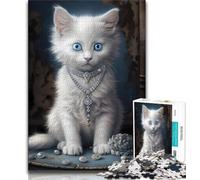 Puzzle per adolescenti "Fluffy White Kitten" da 1000 pezzi per adulti e adolescenti, giocattolo educativo ideale come regalo per tutta la famiglia (50x75cm)