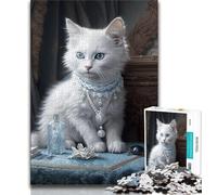 Puzzle per adolescenti Fluffy White Kitten Puzzle da 1000 pezzi per adulti e ragazzi, giocattoli, giochi educativi, antistress, collezione di artisti, belle arti (50x75cm)
