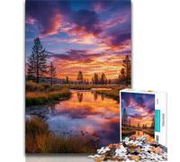 Puzzle per adolescenti Foresta al tramonto Puzzle da 1000 pezzi per adulti e ragazzi arte a carboncino per ammazzare il tempo in casa e decorare la casa (26x38cm)