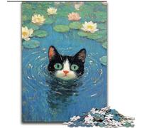 Puzzle per adolescenti Gatto allo stagno, dai 14 anni in su Ogni pezzo è unico Gioco divertente e stimolante per tutta la famiglia Ottima idea regalo (dimensioni 26x38cm)