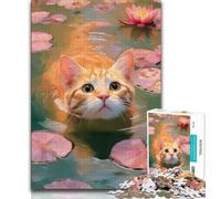 Puzzle per adolescenti "Gatto arancione nel fiume" 1000 pezzi, aiuta il cervello a esercitare giocattoli avvincenti per coltivare la pazienza, un'opera d'arte 50x75cm