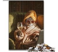 Puzzle per adolescenti Gatto che beve, per età 14 e oltre Ogni pezzo è unico - Gioco divertente e stimolante per tutta la famiglia Ottimo regalo dimensioni 26x38cm