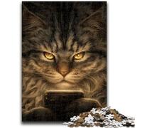 Puzzle per adolescenti Gatto che gioca con il cellulare Adatto a partire dai 14 anni Gioco intellettuale Gioco educativo per compleanni e Natale 50x75cm