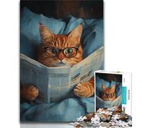 Puzzle per adolescenti Gatto che legge il giornale Puzzle per adulti, giochi di attività per famiglie stimolanti Giocattolo fai da te per decorazioni murali per la casa Regali (dimensioni 75x50cm)