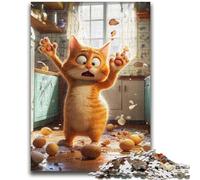 Puzzle per adolescenti Gatto che sbatte le uova Adatto a bambini dai 14 anni in su Giochi per famiglie Ideale come regalo per tutta la famiglia 38x26cm