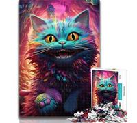 Puzzle per adolescenti Gatto colorato con grandi occhi Puzzle per adulti 1000 pezzi, giocattoli Giochi educativi Antistress Migliora l'amore tra coppie 50x75cm