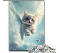 Puzzle per adolescenti Gatto con le ali, gioco per famiglie antistress, sfida difficile, rafforza l'amore tra coppie (dimensioni 26x38cm)