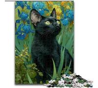 Puzzle per adolescenti "Gatto nero nell'erba" da 1000 pezzi, aiuta il cervello a esercitare i giocattoli avvincenti per coltivare la pazienza, gioco di sfida unico (26x38cm)