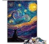 Puzzle per adolescenti Gatto sotto il cielo stellato, per età 14 e oltre Ogni pezzo è unico - Gioco divertente e stimolante per tutta la famiglia Ottimo regalo dimensioni 26x38cm