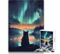 Puzzle per adolescenti "Gatto sotto l'aurora boreale" da 1000 pezzi, gioco educativo di osservazione e abilità, regalo perfetto e significativo per le feste, dimensioni 38x52cm
