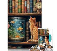 Puzzle per adolescenti "Gatto sulla libreria" 1000 pezzi per adulti e adolescenti ideale come regalo per tutta la famiglia adatto per bambini dai 14 anni in su (50x75cm)