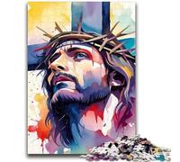 Puzzle per adolescenti Gesù sulla croce, per età 14 anni e oltre, decorazione per la casa come regalo per tutta la famiglia e gli amici, 26x38cm