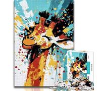 Puzzle per adolescenti, giraffa dipinta a olio, puzzle per adolescenti, giochi educativi, decorazioni per la casa, regalo di compleanno, regali, arte murale (dimensioni 38x26cm)